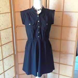 Speed control Black button up dress with pockets